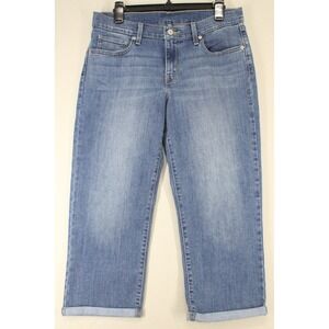 Levis Capri Jeans Mid Rise W29 Blue Cotton Blend Cuffed Cropped